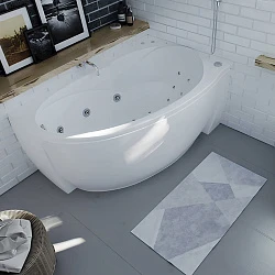 Акриловая ванна Aquatek Бетта 170x95 R с гидромассажем и экраном BET170-0000011 белая глянцевая