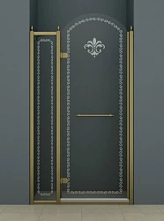 Душевая дверь в нишу Cezares 120см RETRO-A-B-12-120-CP-G-L профиль золото, стекло прозрачное/узор