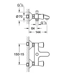 Смеситель для ванны с душем Grohe Costa S 25483001 хром