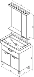 Мебель для ванной Aquanet Гретта 80 светлый дуб 1 ящик, 2 дверцы