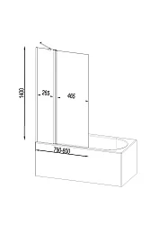 Шторка на ванну AM.PM Gem 80x140см W90BS-D3W5-140CT профиль хром, стекло прозрачное