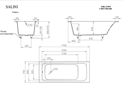 Ванна из искусственного камня Salini ORLANDA 170x70 встраиваемая 102011G белая глянцевая