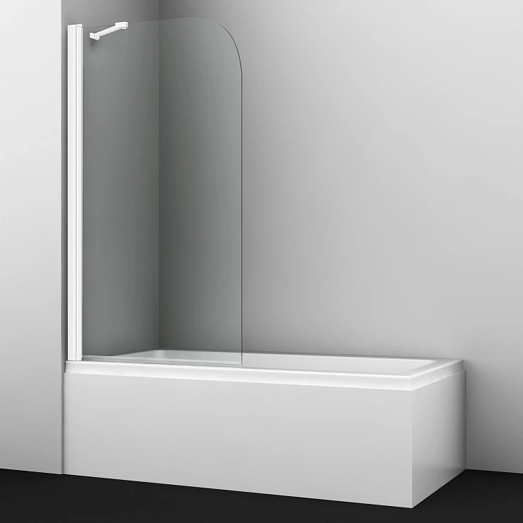 Шторка на ванну Wasserkraft Leine 80x140см 35P01-80W Fixed профиль белый, стек