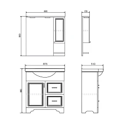 Тумба с раковиной Comforty Севилья 85 00-00003083CF слоновая кость