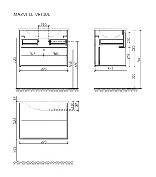 Тумба под раковину Sancos Marmi 1.0 70 MR1.070ECH дуб чарльстон