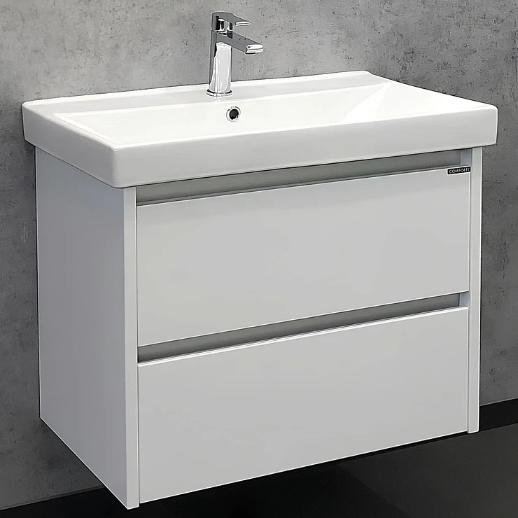 Тумба с раковиной Comforty Дублин 75 00004137103CF белая глянцевая