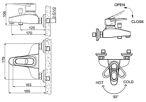 Смеситель Bravat LOOP F6124182CP-01-RUS для ванны с душем