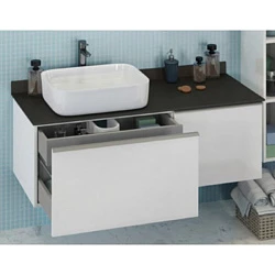 Тумба с раковиной Comforty Милан 120 00-00004023CF белая глянцевая, с антрацитовой столешницей