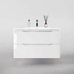 Тумба с раковиной Style Line Марелла 90 антискрейтч белый глянец