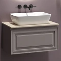 Тумба с раковиной Sancos Very 80 с бежевой столешницей, серая