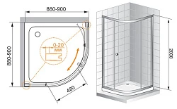 Душевой уголок Cezares Anima 90x90см ANIMA-R-1-90-C-Cr-IV профиль хром, стекло прозрачное