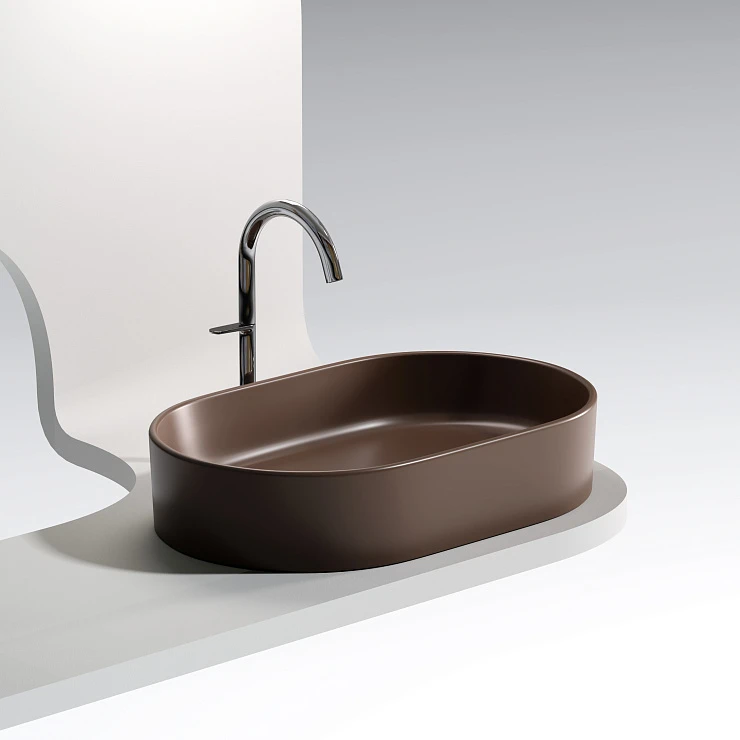 Раковина накладная Ceramica nova Element 600*380*122мм CN6048MDB коричневая матовая
