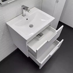 Тумба с раковиной Comforty Лима 60П2 белая матовая (раковина Como 60)