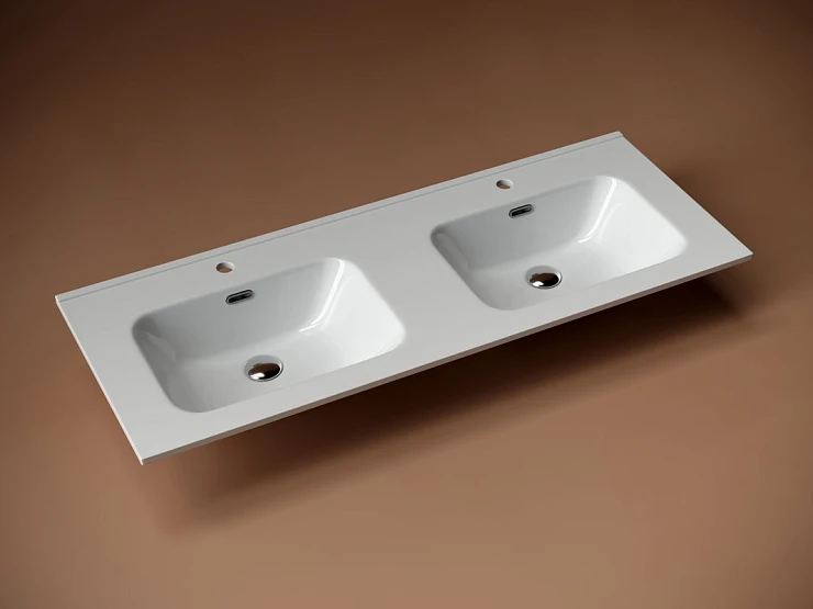 Раковина двойная встраиваемая Ceramica Nova Element 120см CN7004 белый