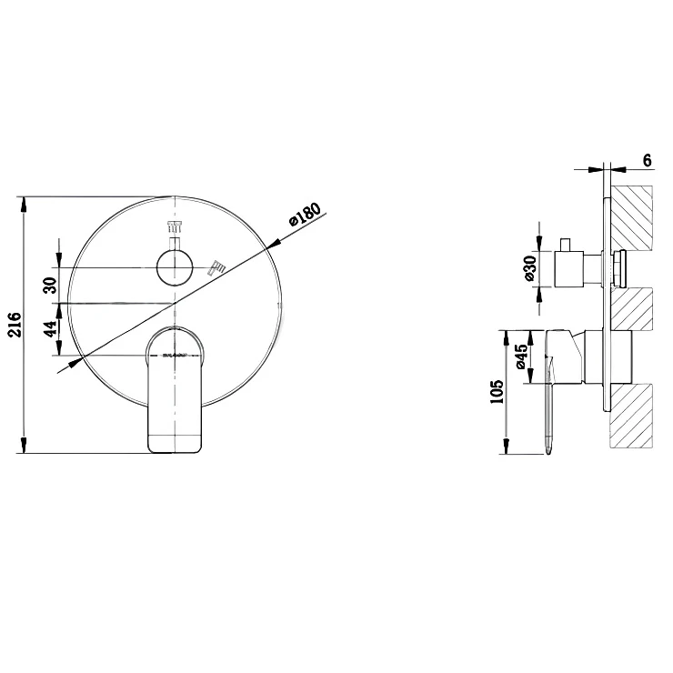 Смеситель встраиваемый для душа Bravat PB8369402BW-2-ENG черный