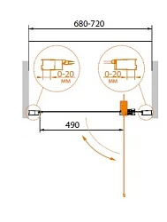 Душевая дверь в нишу Cezares 70см RELAX-BA-1-70-P-Bi профиль белый, стекло рифленое