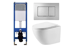 Комплект инсталляции ZILI DO K012D 35см с унитазом ZS-046E-UQ3 и кнопкой 097J сатин