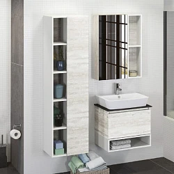 Тумба с раковиной Comforty Прага 60 дуб 00003465CF белая, с антрацитовой столешницей