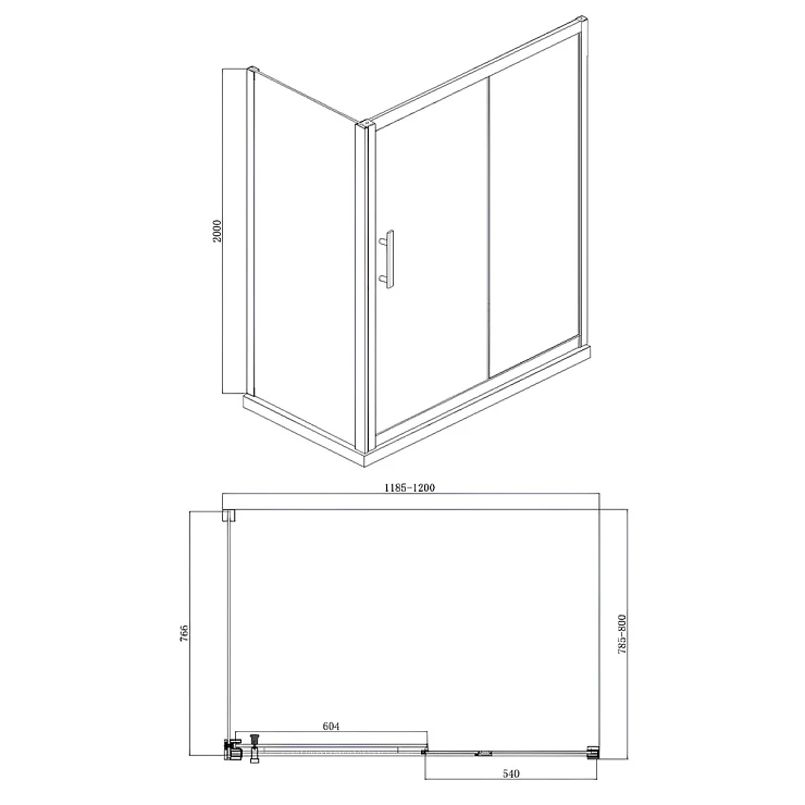 Душевой уголок Bravat Stream 80x120см BS120.3103S профиль хром, стекло прозрачное