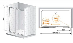 Душевая дверь в нишу Cezares 140см PREMIER-SOFT-BF-1-140-C-Cr-IV профиль хром, стекло прозрачное