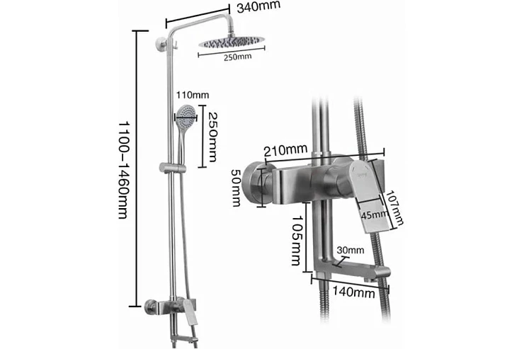 Душевая стойка Gappo G2499-20 сатин Душевая стойка Gappo G2499-20 сатин