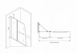 Шторка на ванну ABBER Ewiges Wasser 100x140см AG50100B профиль черный, стекло прозрачное