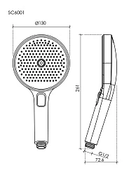 Душевая лейка Sancos Nok round SC6001CH-W хром / белый