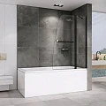 Шторка на ванну ABBER Ewiges Wasser 100x140см AG50100B профиль черный, стекло прозрачное