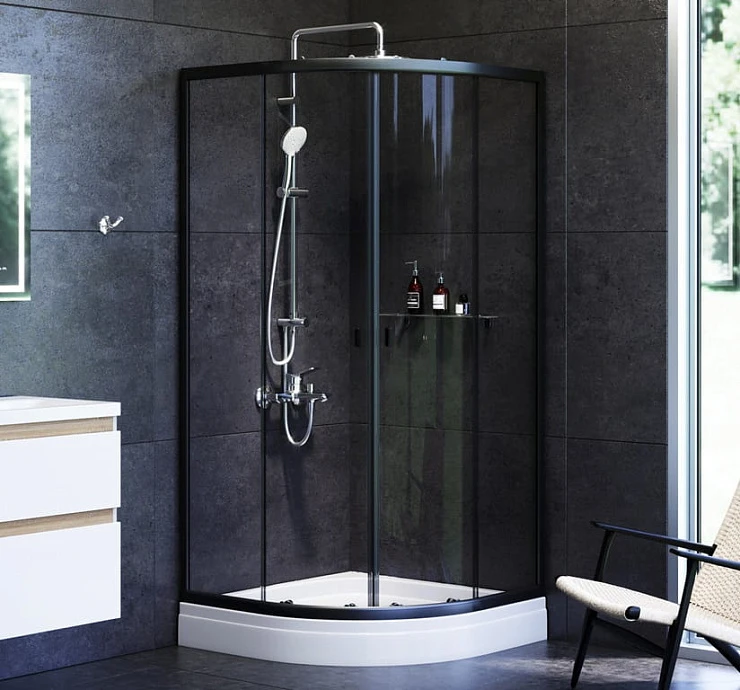Душевой уголок AM.PM X-Joy 90x90см W88G-205-090BT профиль черный, стекло прозрачное