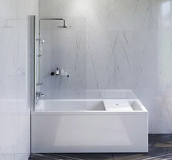 Акриловая ванна AM.PM Gem 170x70 с каркасом, шторкой и душевой системой W90ASET-170D8 белый, хром