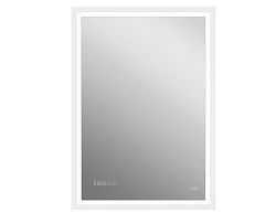Зеркало LED 080 design pro 60x85 с подсветкой часы с антизапотеванием прямоугольное