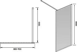 Душевая перегородка Veconi Korato KR-81B 90см KR81B-90-01-C8 профиль черный, стекло прозрачное