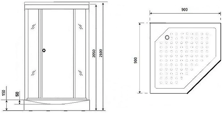 Душевая кабина Niagara Luxe 90x90см NG-7701DW профиль серебро