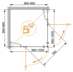 Душевой уголок Cezares Verona 100x100см VERONA-W-A-2-100-P-Cr профиль хром, стекло рифленое