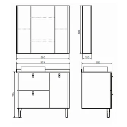 Тумба с раковиной Comforty Сорренто 90Н 00-00000821CF светло-серая, с антрацитовой столешницей