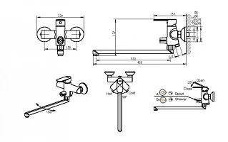 Смеситель Bravat Louise F6191183CP-01L-RUS для ванны с душем