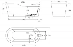 Акриловая ванна BelBagno 175x80x68 BB65-175 белая глянцевая