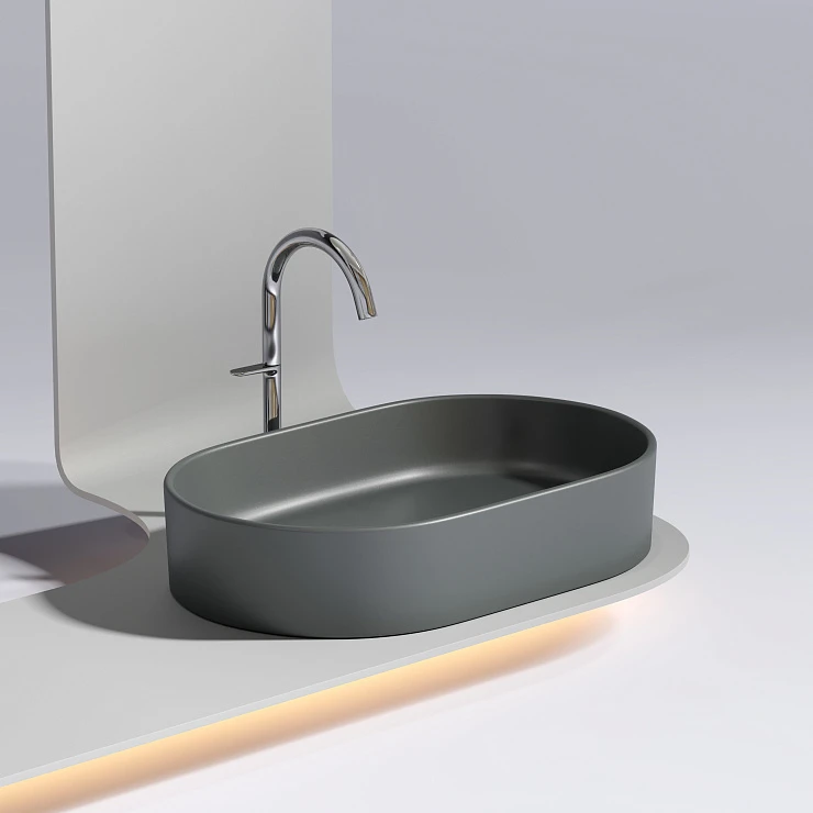 Раковина накладная Ceramica nova Element 600*380*122мм CN6048MDH темный антрацит матовая