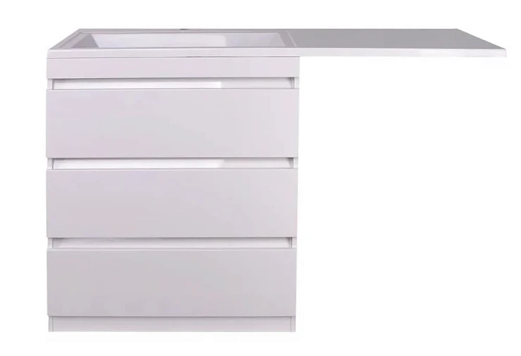 Тумба с раковиной Style Line Даллас 150 напольная, левая, белый глянец