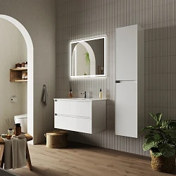 Тумба с раковиной Sancos Cento 80 белый глянец