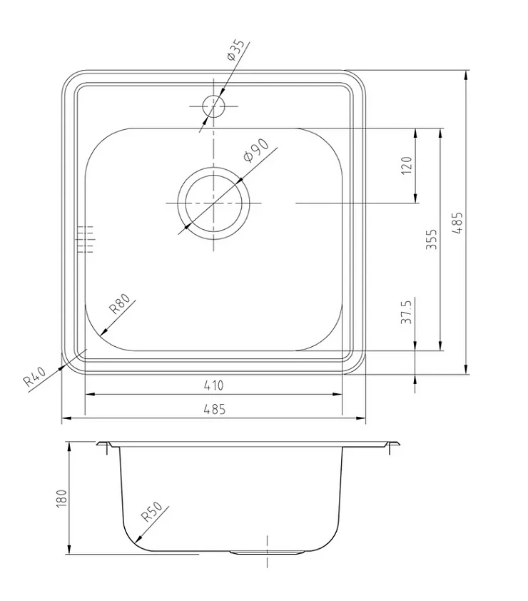 Кухонная мойка IDDIS Strit 48х48см STR48S0i77 хром