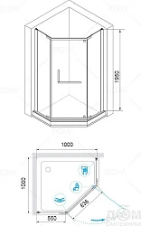 Душевой уголок RGW Hotel HO-084B 100x100см 350608400-14 профиль черный, стекло прозрачное