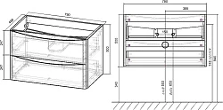 Тумба с раковиной Vincea Paola 80 бетон