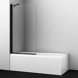 Шторка на ванну Wasserkraft Berkel 80x140см 48P01-80BLACK Fixed профиль черный, стекло прозрачное