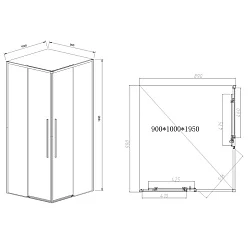 Душевой уголок Vincea Slim-N 100x90 VSS-4SN9010CLB стекло прозрачное, профиль черный