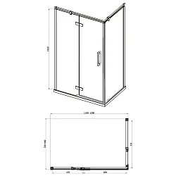 Душевой уголок Bravat Blackline 80x120см BS120.3112AB профиль черный, стекло прозрачное