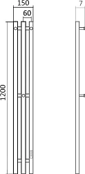 Полотенцесушитель электрический Маргроид Inaro 3 120х6x12 профильный, 2 ряда крючков, черный матовый