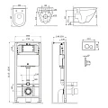 Инсталляция с унитазом и клавишей AM.PM Spirit 2.0 IS49051.701700 белый, синий, хром