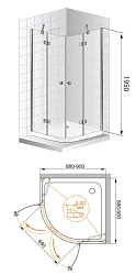 Душевой уголок Cezares Verona 90x90см VERONA-R-2-90-C-Cr профиль хром, стекло прозрачное