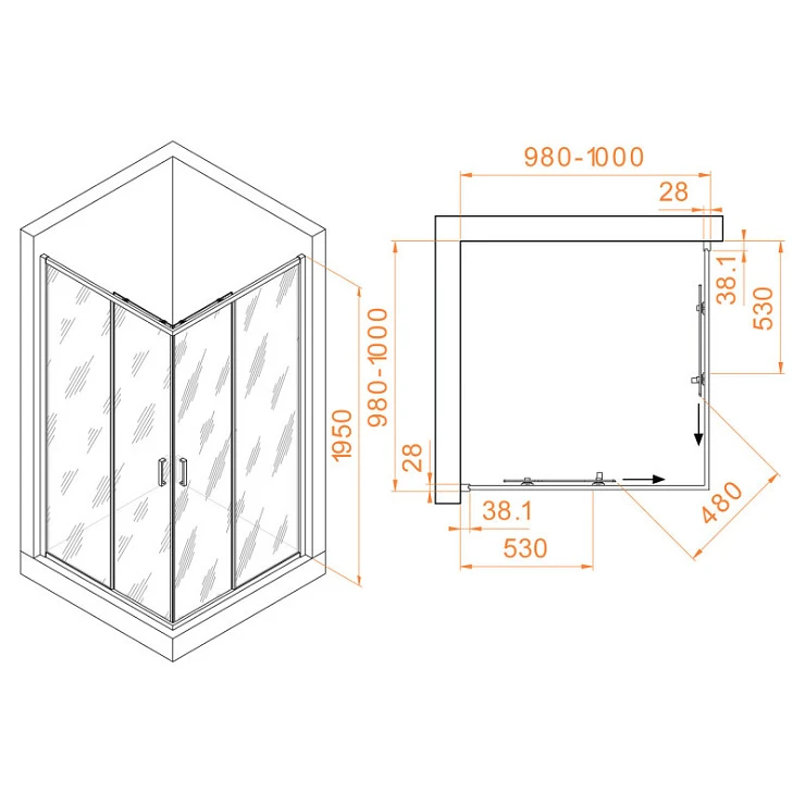 Душевой уголок RGW Passage PA-39B 100x100см 03083900-14 профиль черный, стекло прозрачное